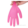 Guantes de examen desechables de nitrilo rosa